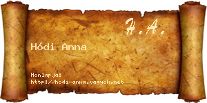 Hódi Anna névjegykártya